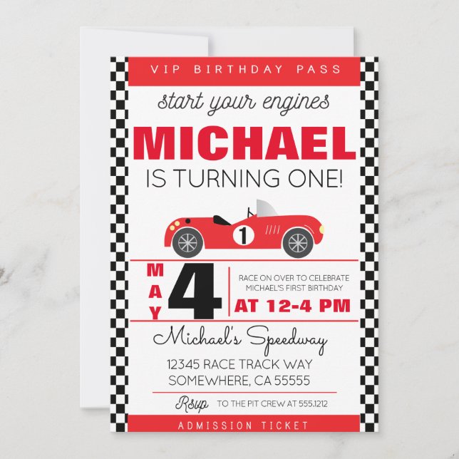 RACE CAR PARTY INVITE (Front)