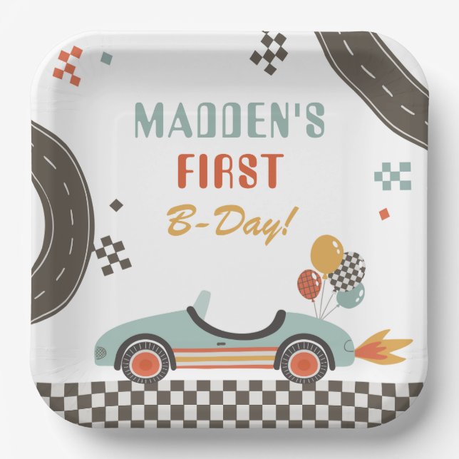 Race Car Party Paper Plates (Front)