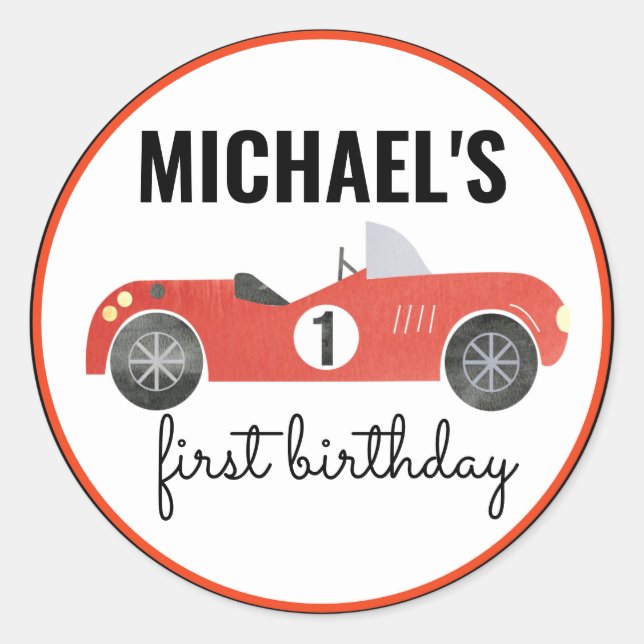 RACE CAR PARTY STICKER (Front)