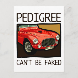 Race car pedigree, red classic sports car postcard
