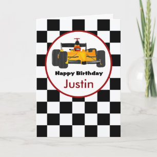 Race Car Personalized Birthday Card