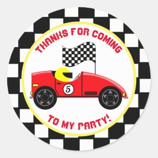 Race Car Personalized Birthday Party Stickers