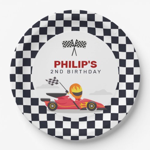 Race Car Race Birthday Party Checkered Paper Plates