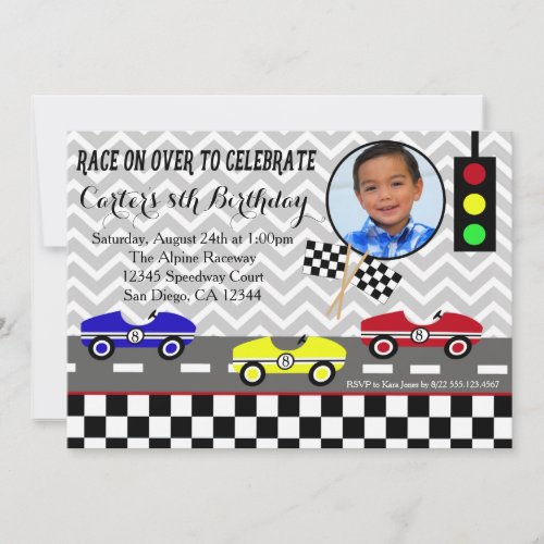 race car racecar boy birthday invitation