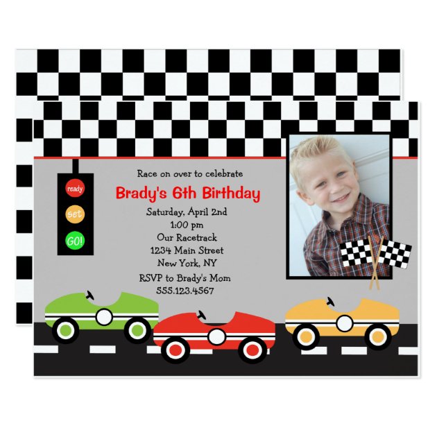 Race Car Racecar Brithday Boys Birthday Invitation
