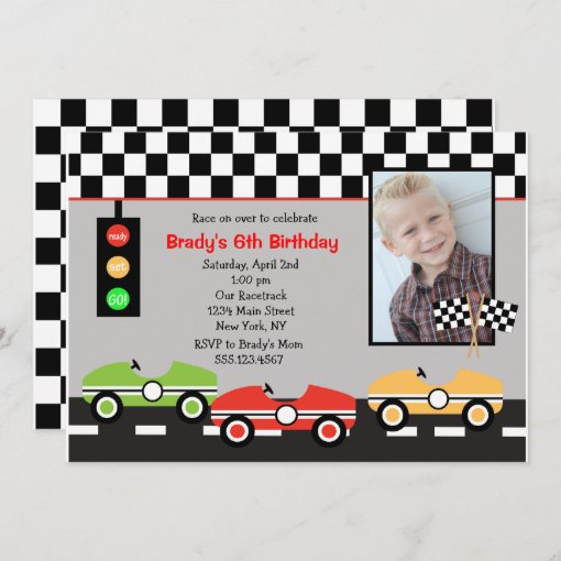 Race Car Racecar Brithday Boys Birthday Invitation | Zazzle