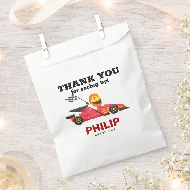 Race Car Racing Birthday Party Favor Bag (Clipped)