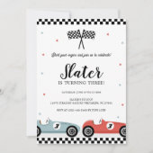 Race Car Racing Blue Red Birthday Invitation (Front)