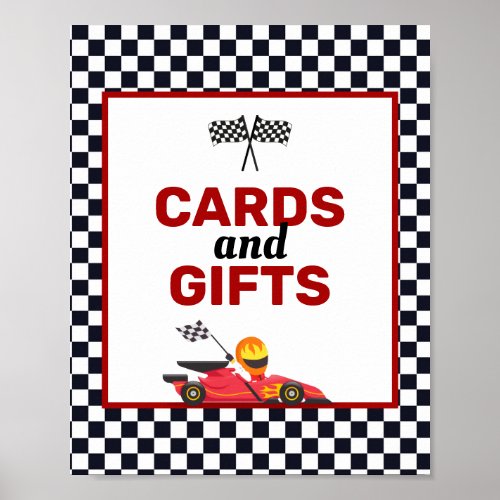 Race Car Racing Boy Birthday Cards and Gifts Poster