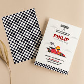 Two Fast Race Car Racing Boy Birthday Party Invitation