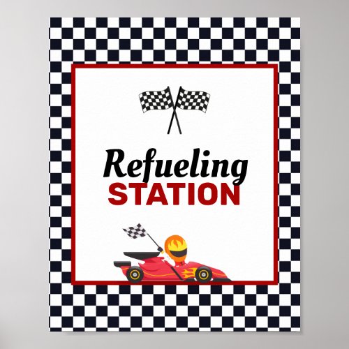 Race Car Racing Boy Birthday Refueling Station Poster