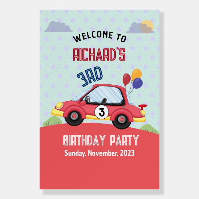 Race Car Racing Kid's Birthday Theme Foam Board (Front)