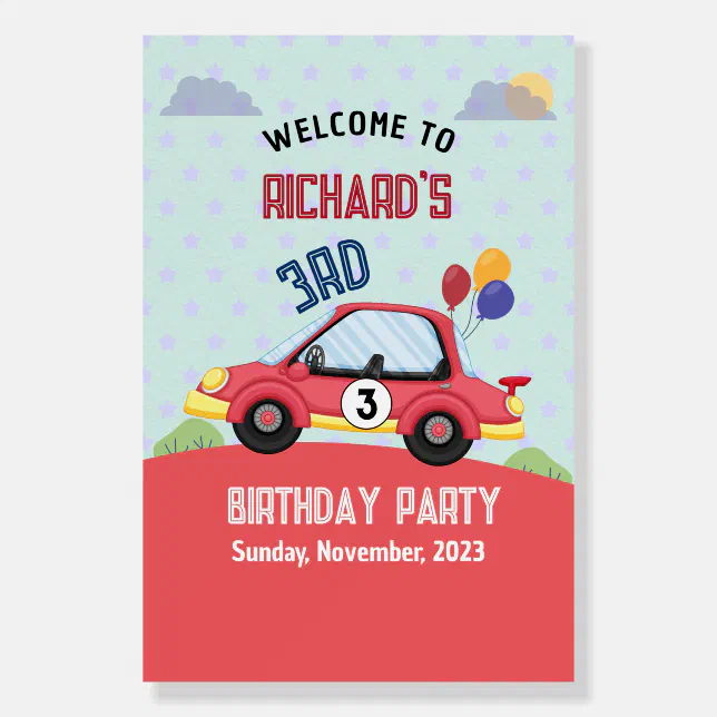 Race Car Racing Kid's Birthday Theme Foam Board | Zazzle