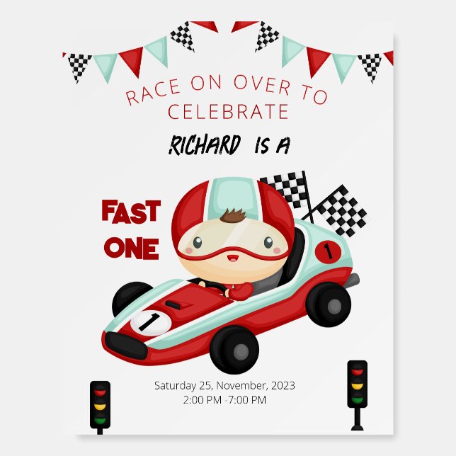 Race Car Racing Kid's Birthday Theme Foam Board (Front)