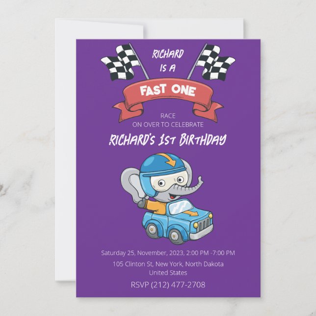 Race Car Racing Kid's Birthday Theme Invitation (Front)