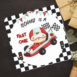 Race Car Racing Kid's Birthday Theme Square Sticker
