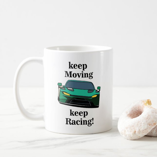 Race Car Racing Racer Birthday Coffee Mug (With Donut)
