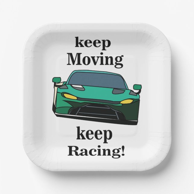 Race Car Racing Racer Birthday Party Paper Plates (Front)