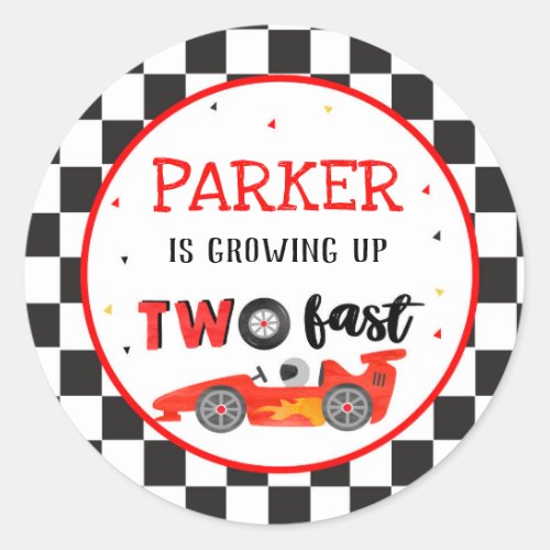 Race Car Racing Two Fast 2nd Birthday Stickers