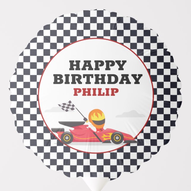 Race Car Racing Two Fast Boy Birthday Party Balloon (Front)