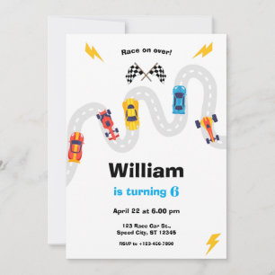 Race Car Rally Birthday Party Invitation