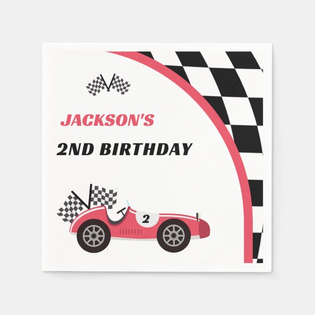 Race Car Red Birthday Party  Napkins (Front)