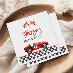 Race Car Red Racing Boy 1st Birthday Napkins