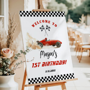 Race Car Red Racing Kids Birthday Welcome Foam Board