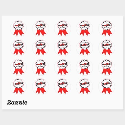 Race Car Red Ribbon Sticker | Zazzle