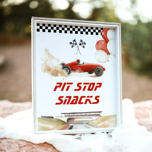 Race Car RedPit Stop Snacks Birthday party Poster (Creator Uploaded)