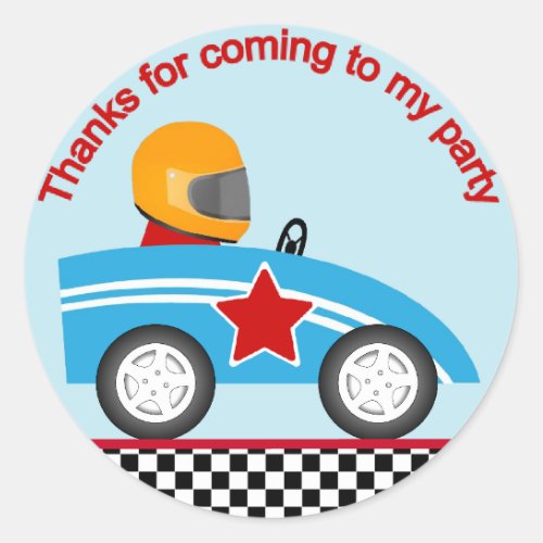 Race car round thank you sticker customize