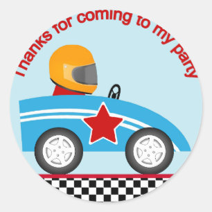 Race car round thank you sticker customize