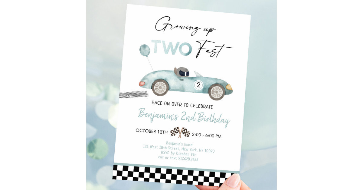 Two Fast Second Birthday Invitation Growing up Two Fast Race 