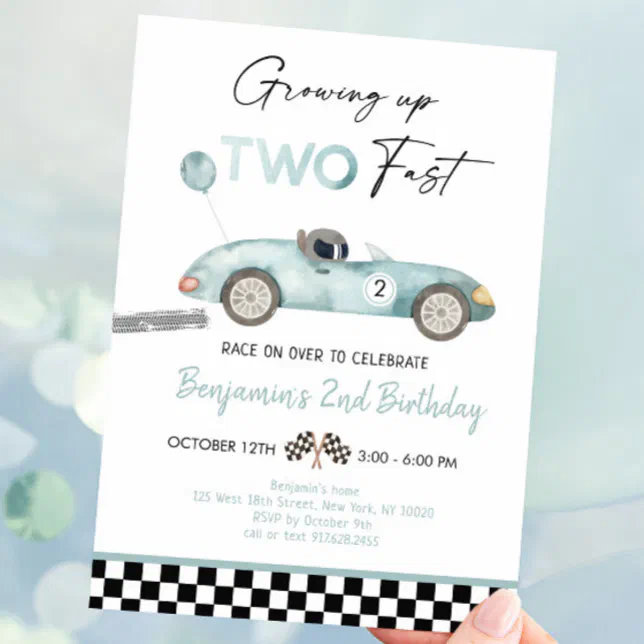Race Car Second Birthday Invitation Zazzle