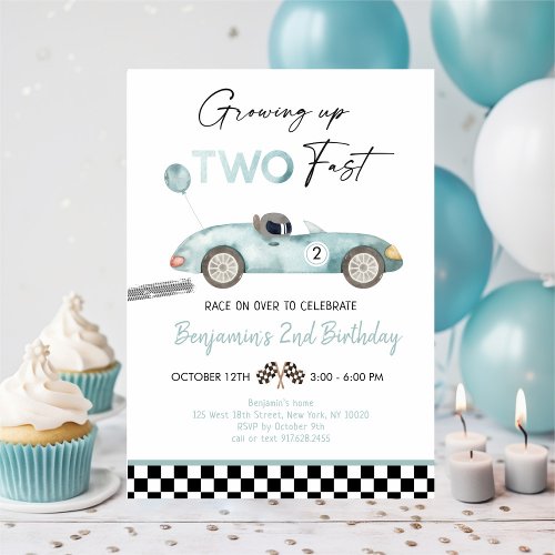 Race Car Second Birthday Invitation