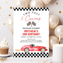 Race Car Second Birthday Two Fast 2 Curious Invitation