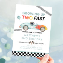 Race Car Second Birthday Two Fast Invitation