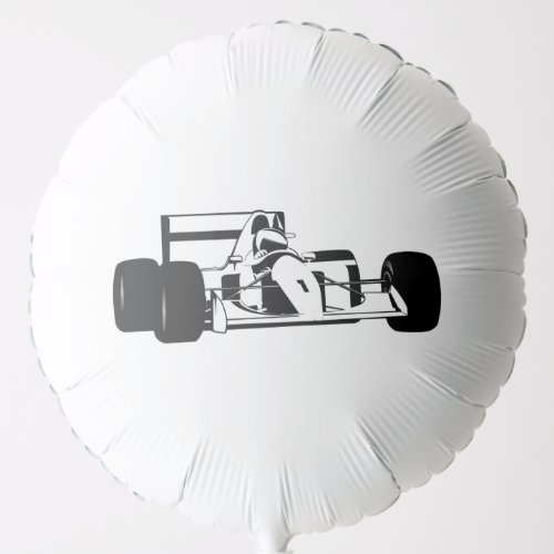 Race Car Silhouette black and white Balloon