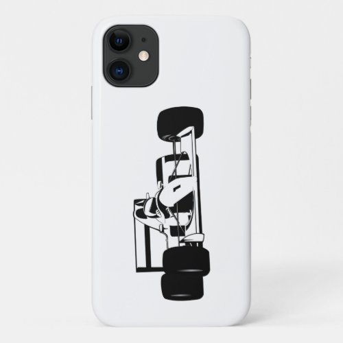 Race Car Silhouette black and white iPhone 11 Case