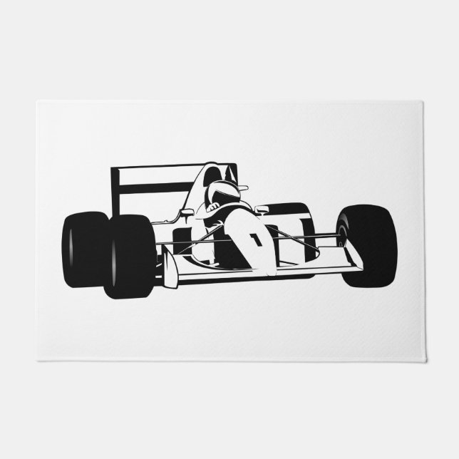 Race Car Silhouette black and white Doormat (Front)