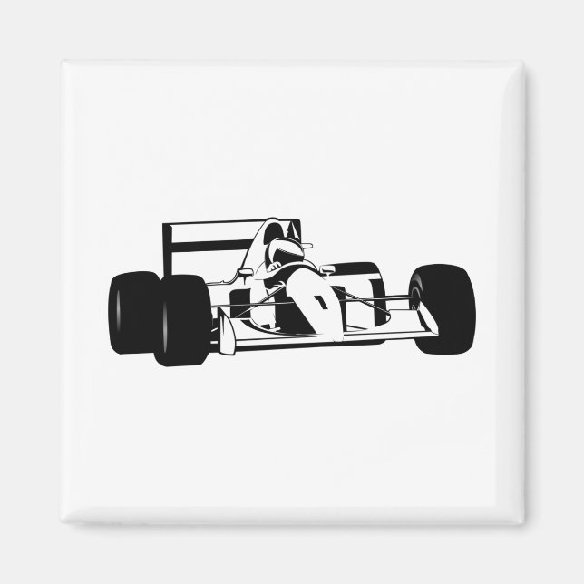 Race Car Silhouette black and white Magnet (Front)
