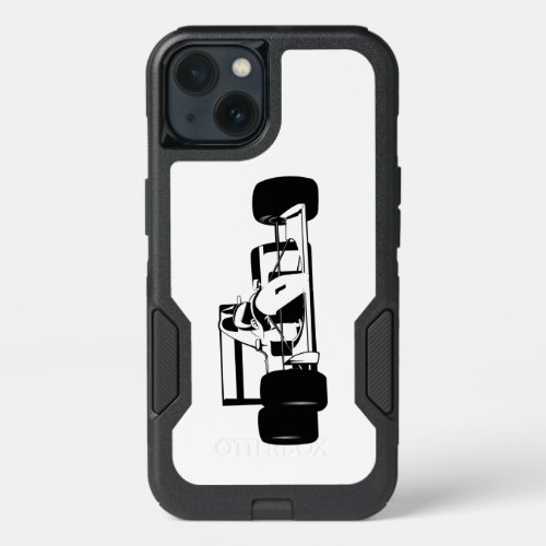 Race Car Silhouette black and white iPhone 13 Case