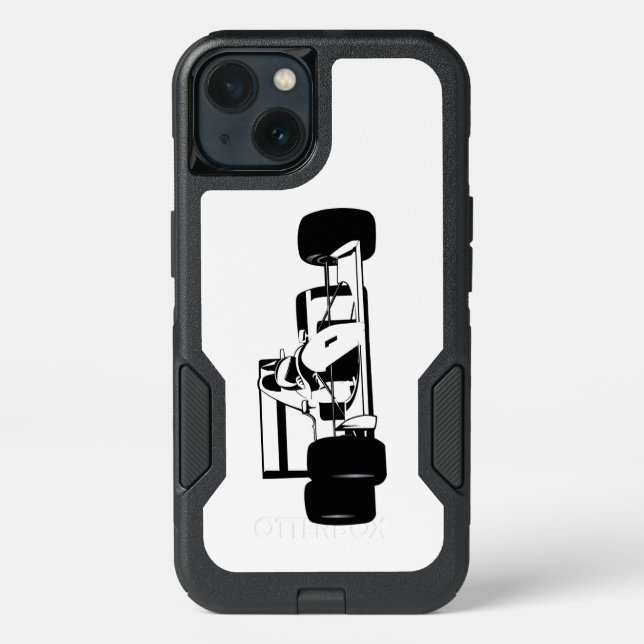 Race Car Silhouette black and white Otterbox iPhone Case (Back)