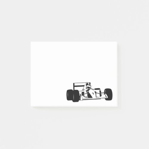 Race Car Silhouette black and white Post_it Notes