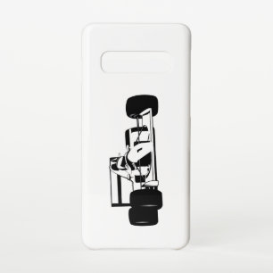 Race Car Silhouette black and white Samsung Galaxy S10 Case