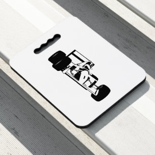 Race Car Silhouette black and white Seat Cushion