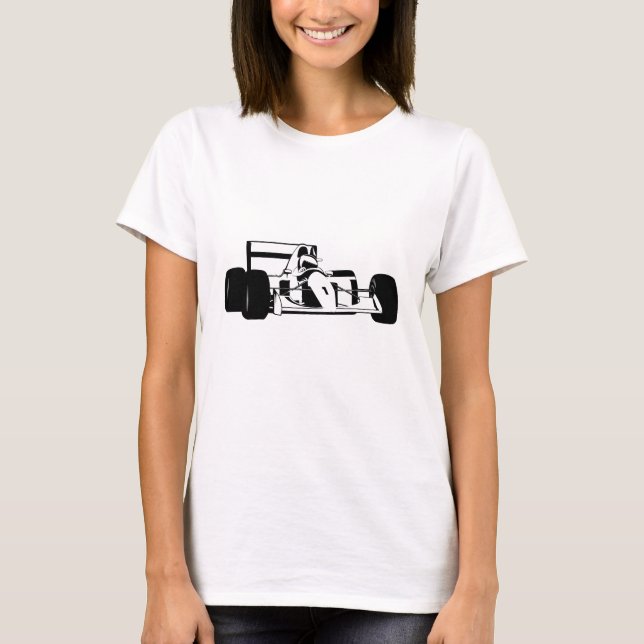 Race Car Silhouette black and white T-Shirt (Front)