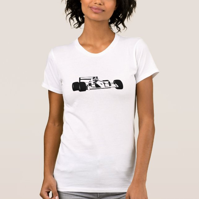 Race Car Silhouette black and white T-Shirt (Front)