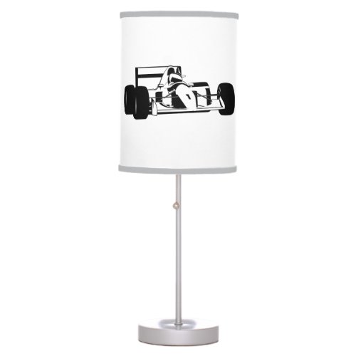 Race Car Silhouette black and white Table Lamp