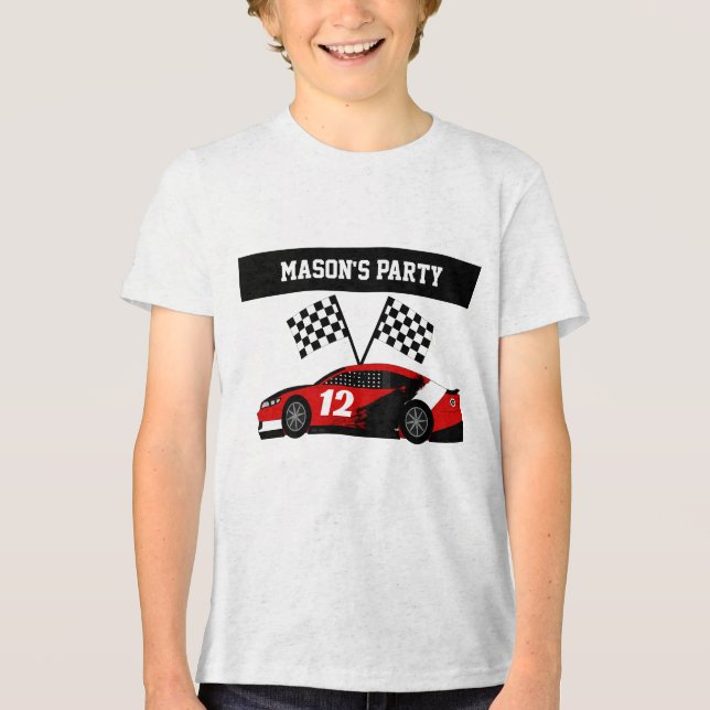 Race Car Text and Number Tri-Blend Shirt (Front)
